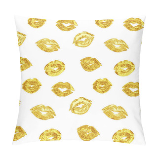 Personality  Seamless Romantic Pattern With Gold Lips Kisses Pillow Covers