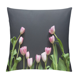 Personality  Tulips On A Black Background Pillow Covers