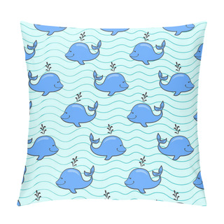 Personality  Whales On Blue Ocean Background Pillow Covers
