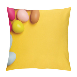 Personality  Colorful Easter Eggs On A Yellow Background Pillow Covers