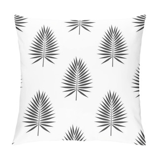 Personality  Palm Leaves Black And White Seamless Pattern. Vector Illustration. Pillow Covers