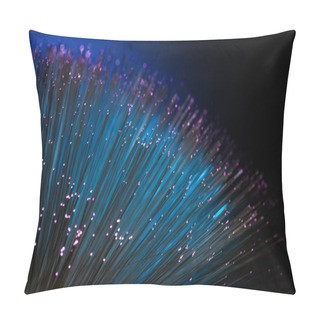 Personality  Close Up Of Blue Fiber Optics Texture Background, Communication Technology Pillow Covers