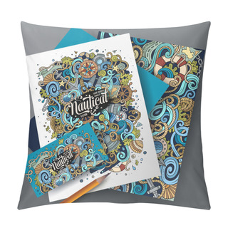 Personality  Cartoon Vector Nautical Doodle Corporate Identity Pillow Covers