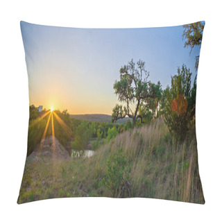 Personality  Landscapes Around Willow City Loop Texas At Sunset Pillow Covers