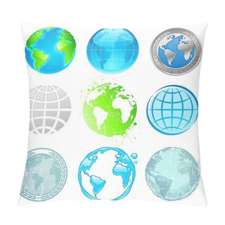 Personality  Globe And Earth Vector Set Pillow Covers