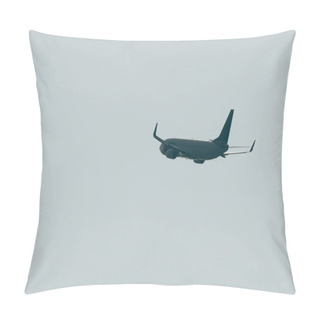 Personality  Flight Departure Of Commercial Airplane With Cloudy Sky At Background Pillow Covers