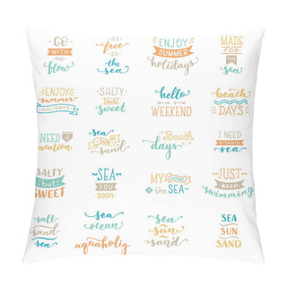 Personality  Vector Colored Lettering On Sea / Ocean Theme. Pillow Covers