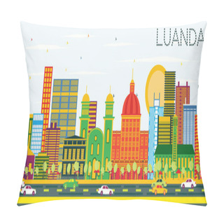 Personality  Luanda Angola Skyline With Color Buildings And Blue Sky. Pillow Covers