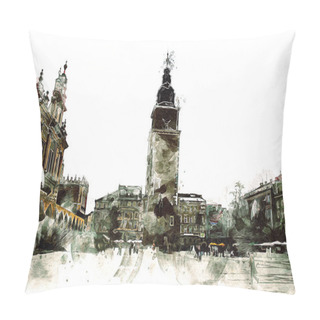 Personality  Old City Krakow Art Illustration Retro Vintage Pillow Covers