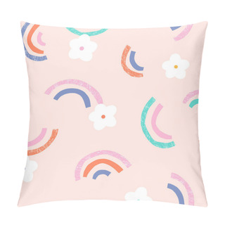 Personality  Rainbow And Flower Vector Seamless Pattern. Pillow Covers