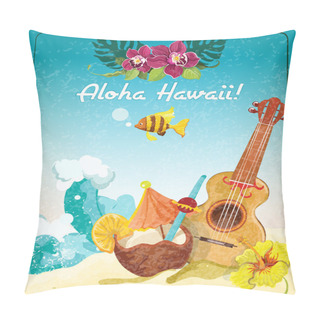 Personality  Hawaii Guitar Vacation Poster Pillow Covers