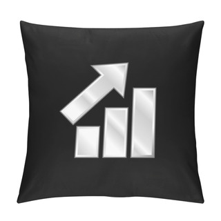 Personality  Bars Graphic With Ascendant Arrow Silver Plated Metallic Icon Pillow Covers