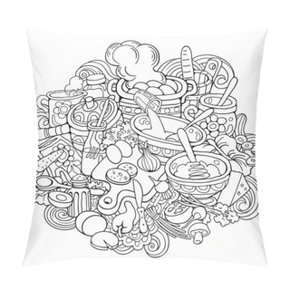 Personality  Food Hand Drawn Vector Doodles Illustration Pillow Covers
