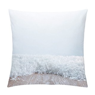 Personality  Brown Striped Textured Board Covered With Snow On White Pillow Covers