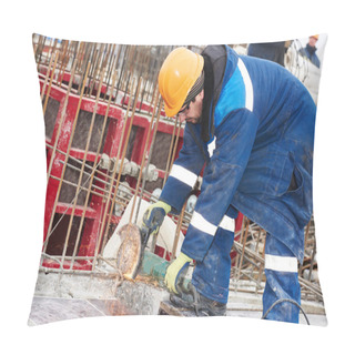 Personality  Worker Cutting Rebar By Grinding Machine Pillow Covers
