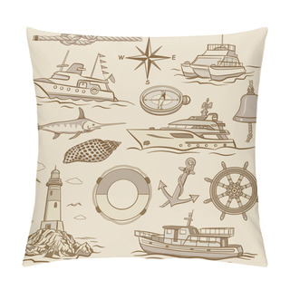 Personality  Set Of Retro Maritime Elements Pillow Covers