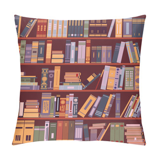 Personality  Bookshelf, Books, Library, Vector Pillow Covers