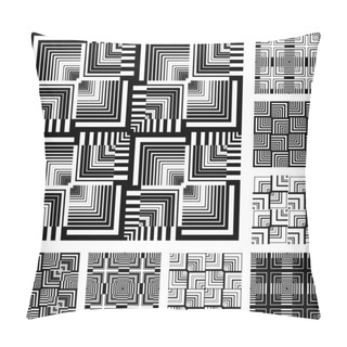 Personality  Seamless Patterns Set In Op Art Design. Pillow Covers