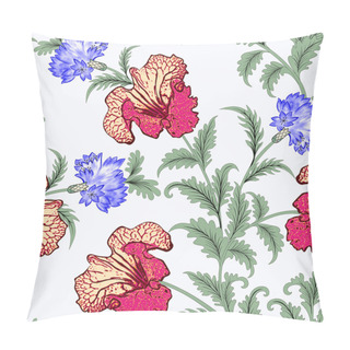 Personality  Seamless Colorful Pattern With Yellow Pink Flowers,blue Cornflowers Pillow Covers