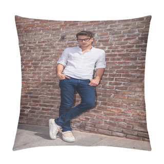 Personality  Attractive Young Man Posnig With His Hands In Pockets Pillow Covers