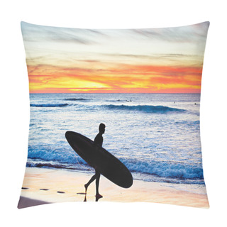 Personality  Surfer With Surfboard On Beach Pillow Covers