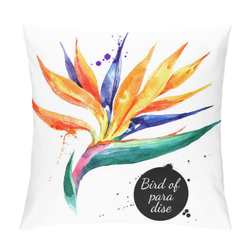Personality  Hand Drawn Sketch Watercolor Tropical Flower Bird Of Paradise. Vector Painted Isolated Exotic Nature Illustration Pillow Covers