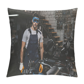Personality  Repairman In Goggles With Motorcycle Pillow Covers