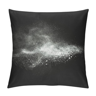 Personality  White Powder Exploding Isolated On Black Pillow Covers
