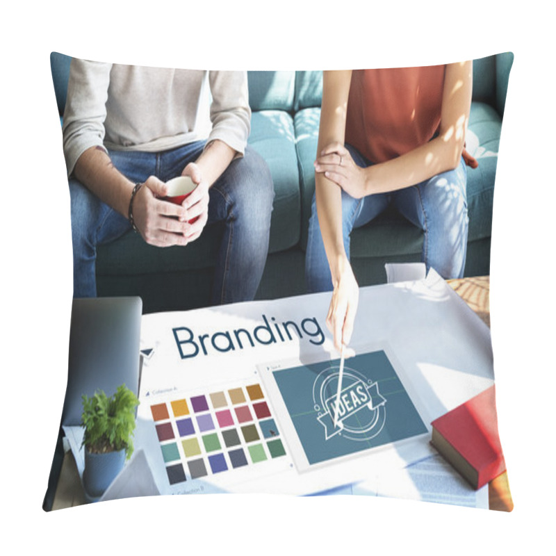 Personality  Woman Showing On Poster With Branding Pillow Covers