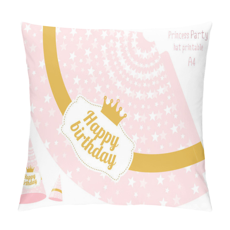 Personality  Party Hats V Printable. Pink And Gold Princess Party. Pillow Covers