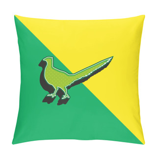 Personality  Bird Peasant Animal Shape Green And Yellow Modern 3d Vector Icon Logo Pillow Covers