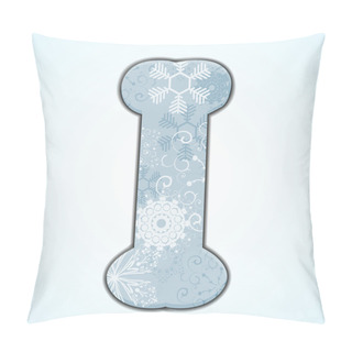 Personality  Vector Christmas Letter I On Blue Background. Eps 10 Pillow Covers