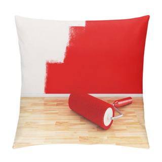 Personality  3d Paint Roller With Colour Red. Pillow Covers