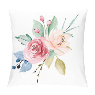 Personality  Flowers Watercolor, Floral Clip Art, Botanic Composition For Wedding Or Greeting Card Pillow Covers