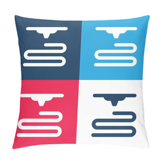 Personality  3d Printer Blue And Red Four Color Minimal Icon Set Pillow Covers