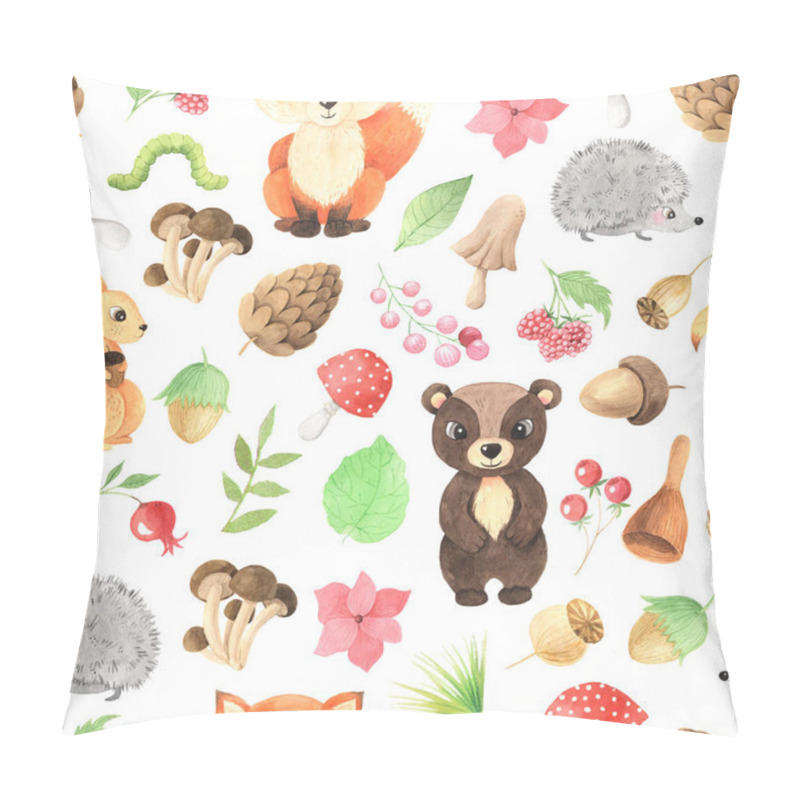 Personality  Watercolor seamless pattern with cute animals pillow covers