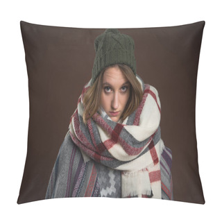 Personality  Upset Girl In Winter Clothes Pillow Covers