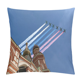 Personality  Russian Military Aircrafts Fly In Formation Over Moscow During Victory Day Parade, Russia. Pillow Covers