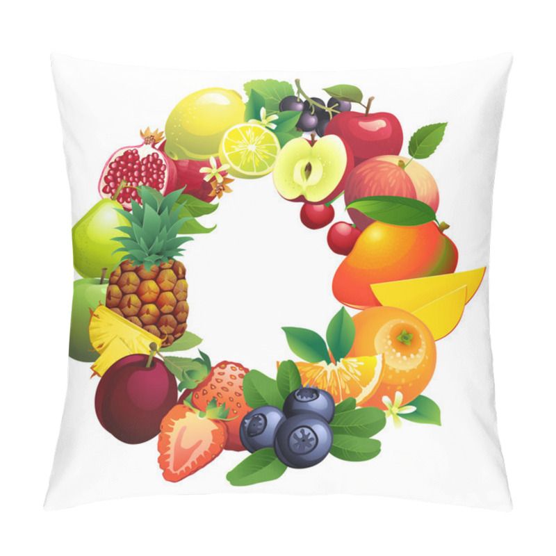 Personality  Letter O Composed Of Different Fruits With Leaves Pillow Covers