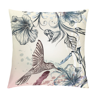 Personality  Vector Back Or Pattern With Birds And Flowers Pillow Covers