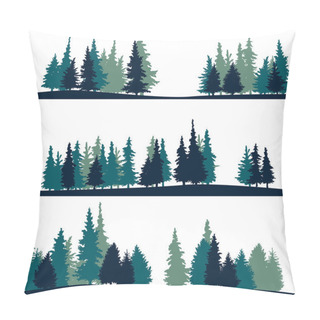 Personality Set Of Different Landscape With Fir-trees Pillow Covers