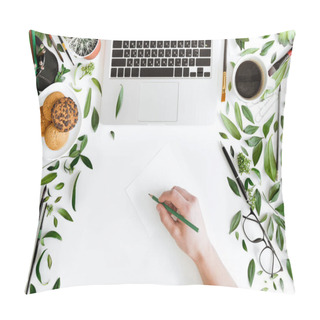Personality  Laptop And Person At Workplace  Pillow Covers