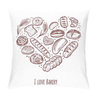 Personality  I Love Bakery Icons Set Pillow Covers