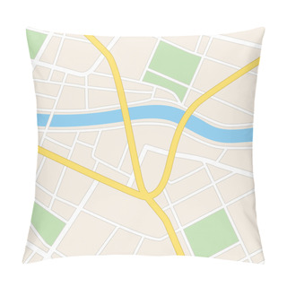 Personality  Square Vector Map With River - Streets And Parks Pillow Covers