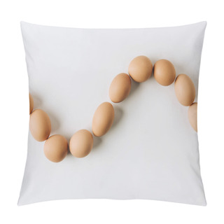 Personality  Brown Eggs Laying On White Background Pillow Covers