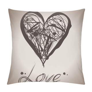Personality  Grunge Elegance Ink Splash Illustration Of Heart Pillow Covers