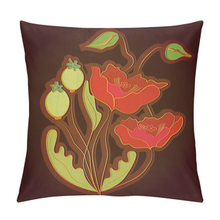 Personality  Vector Background With Poppies. Pillow Covers