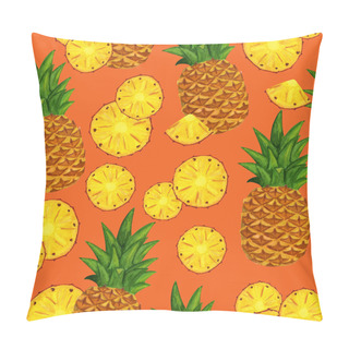 Personality  Pineapple Seamless Pattern With Chunk And Slices Pillow Covers