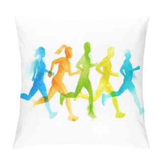 Personality   Running Group Of Active People Pillow Covers