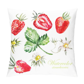 Personality  Set With Berries And Flowers Of Strawberry Pillow Covers
